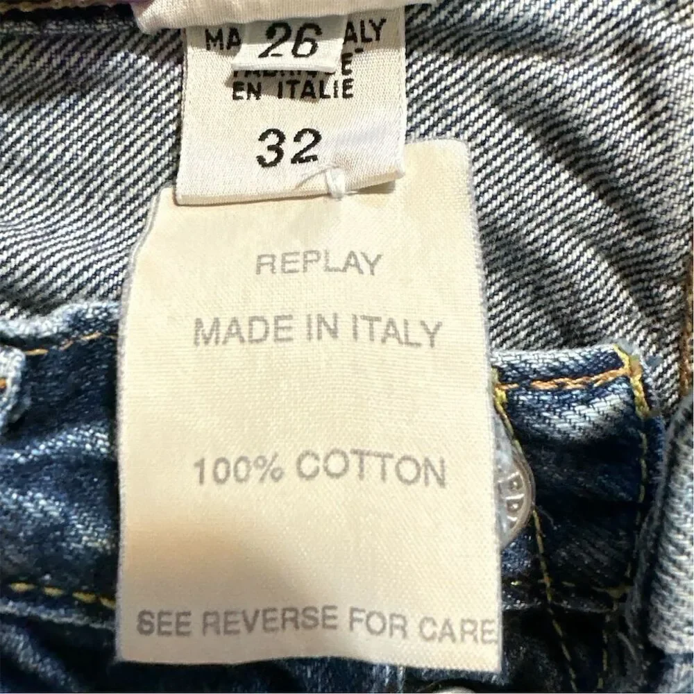 Vintage 80s Replay Blue Denim Straight Leg Button Fly 5 Pocket High Rise Jeans